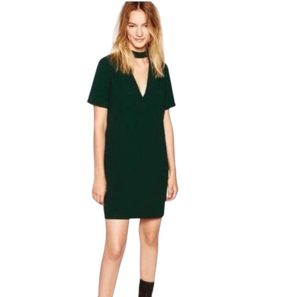 Zara Hunter Green Choker Mini Dress XL - Picture 3 of 9